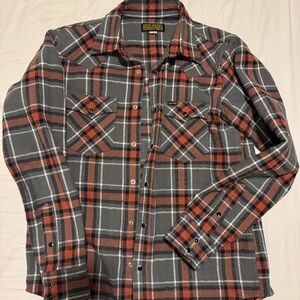 IRON HEART IHSH-375-GRY 12OZ SLUBBY HEAVY FLANNEL HERRINGBONE CHECK WORK SHIRT